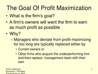 the goal of profit maximization