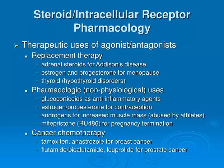 steroid intracellular receptor pharmacology