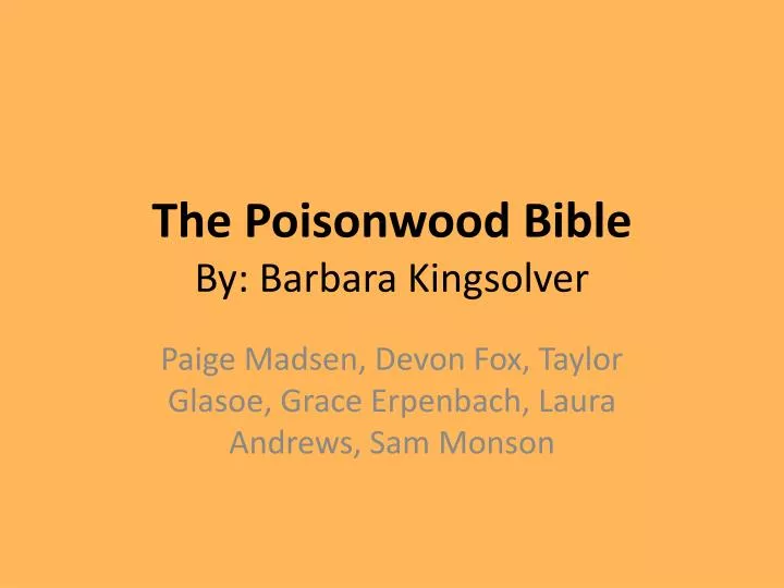the poisonwood bible by barbara kingsolver
