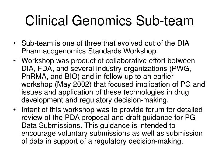 clinical genomics sub team