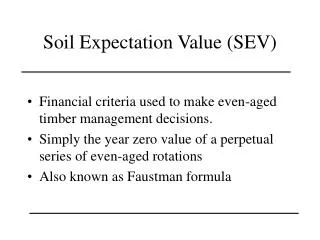 soil expectation value sev