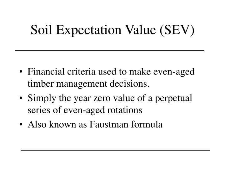 soil expectation value sev