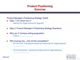 Product Positioning Exercise