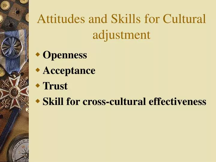 attitudes and skills for cultural adjustment