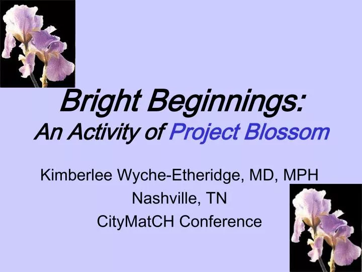 bright beginnings an activity of project blossom