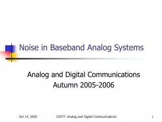 Noise in Baseband Analog Systems