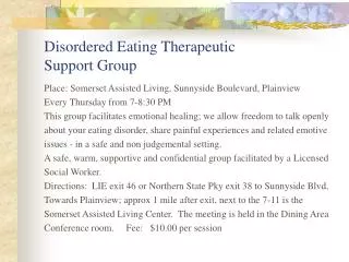 Disordered Eating Therapeutic Support Group
