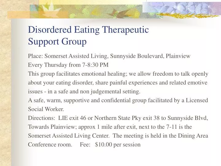disordered eating therapeutic support group
