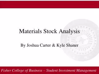 Materials Stock Analysis
