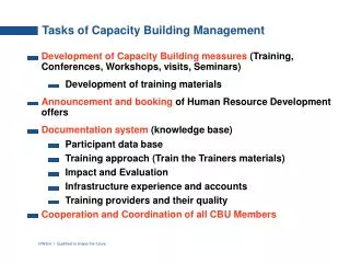 Tasks of Capacity Building Management