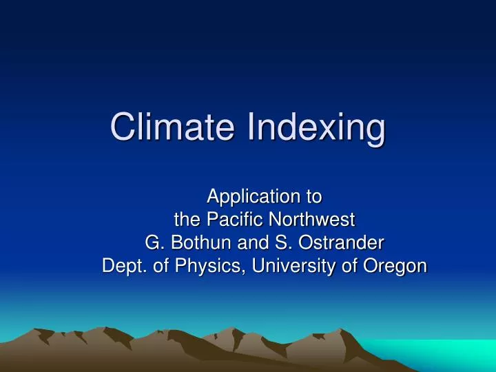 climate indexing