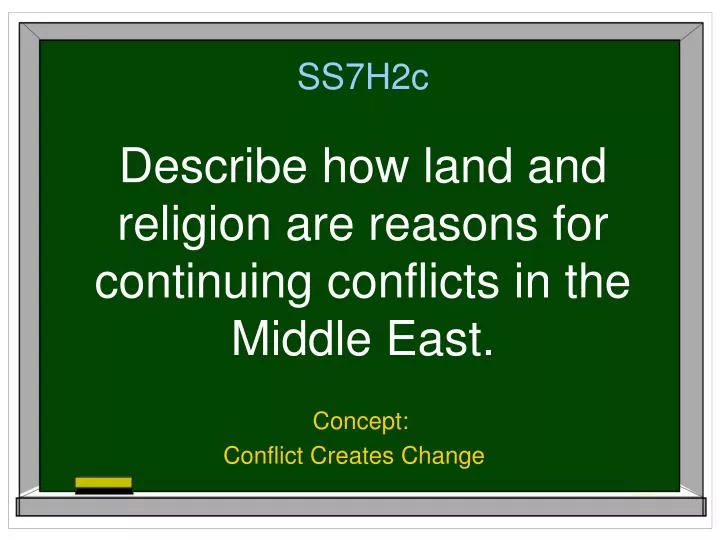 ss7h2c describe how land and religion are reasons for continuing conflicts in the middle east