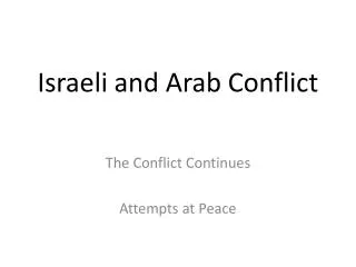 Israeli and Arab Conflict