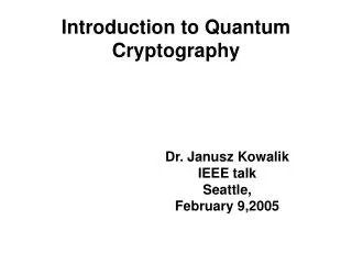 introduction to quantum cryptography