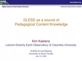 DLESE as a source of Pedagogical Content Knowledge