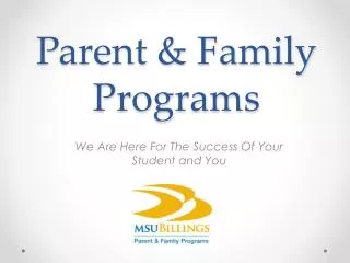 Parent &amp; Family Programs