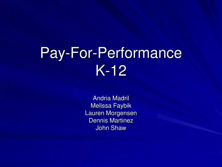 pay for performance k 12