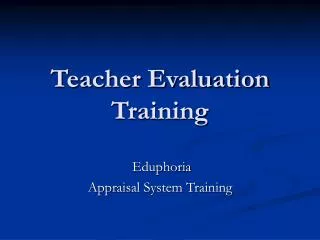 Teacher Evaluation Training