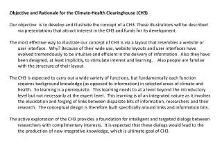 Objective and Rationale for the Climate-Health Clearinghouse (CH3)