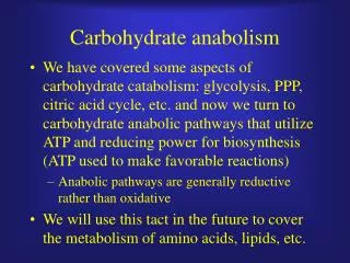 Carbohydrate anabolism