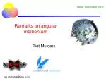 Remarks on Angular Momentum in Quantum Mechanics: Insights from Trieste, November 2006 - slide 1