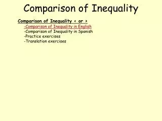 Comparison of Inequality