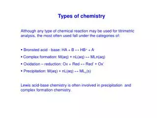 Types of chemistry