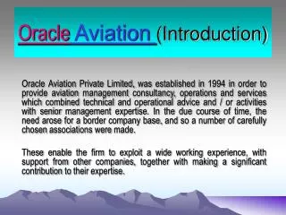 Oracle Aviation (Introduction)