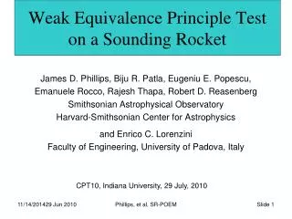 Weak Equivalence Principle Test on a Sounding Rocket