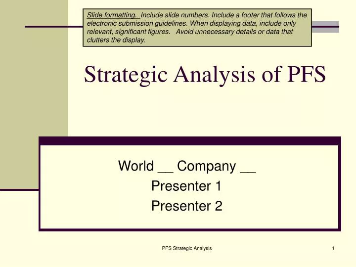 strategic analysis of pfs