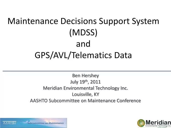 maintenance decisions support system mdss and gps avl telematics data