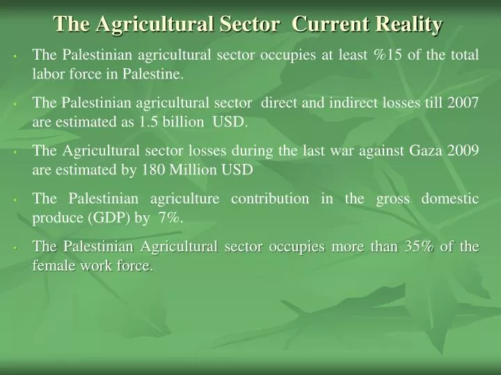 the agricultural sector current reality