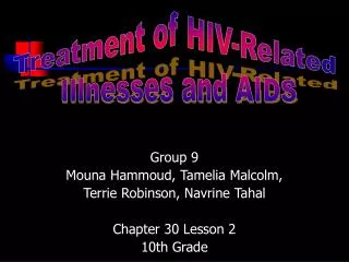 Group 9 Mouna Hammoud, Tamelia Malcolm, Terrie Robinson, Navrine Tahal Chapter 30 Lesson 2