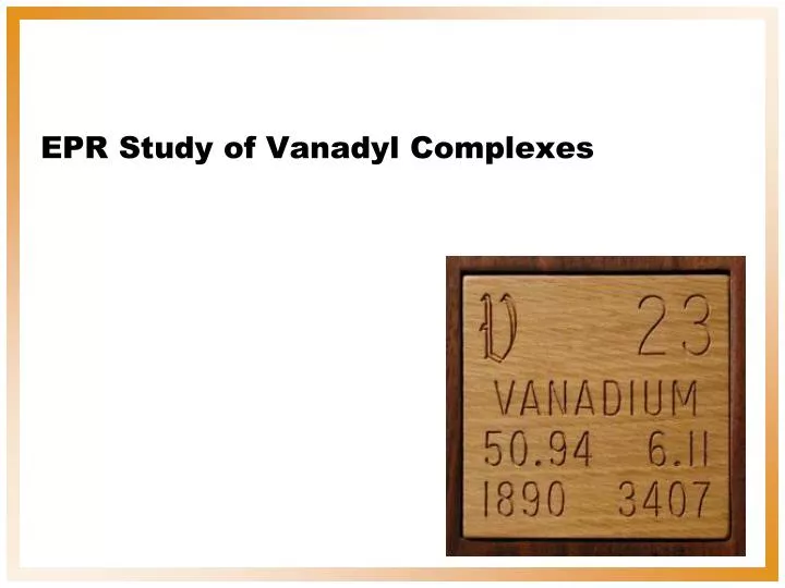 epr study of vanadyl complexes