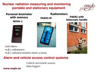 Nuclear radiation measuring and monitoring 	portable and stationary equipment