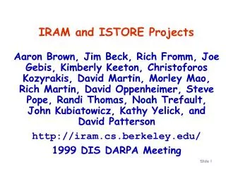 IRAM and ISTORE Projects