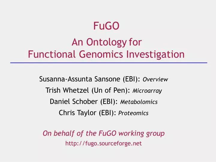 fugo an ontology for functional genomics investigation