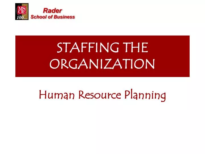 staffing the organization
