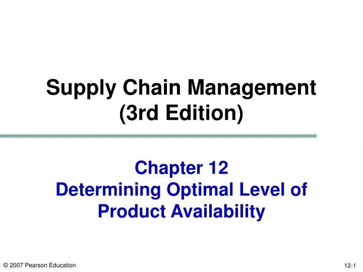 chapter 12 determining optimal level of product availability