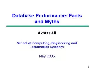 Database Performance: Facts and Myths