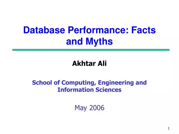 database performance facts and myths