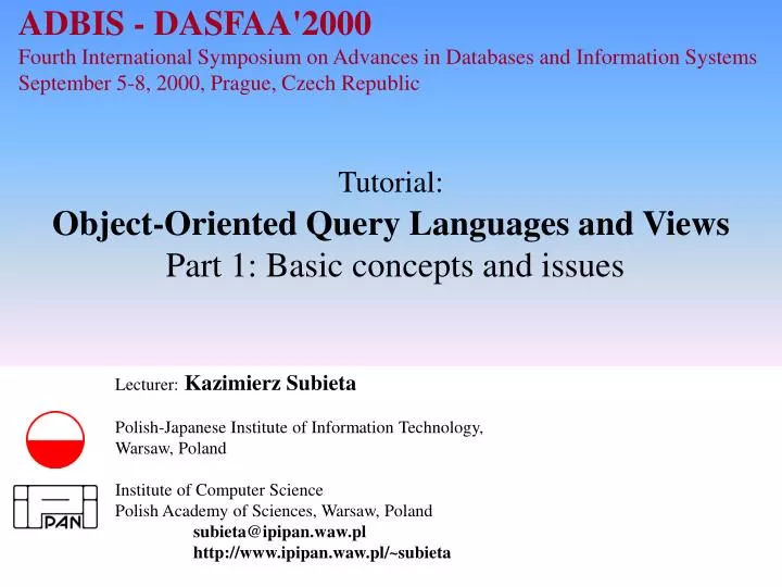 tutorial object oriented query languages and views part 1 basic concepts and issues