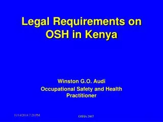 Legal Requirements on OSH in Kenya
