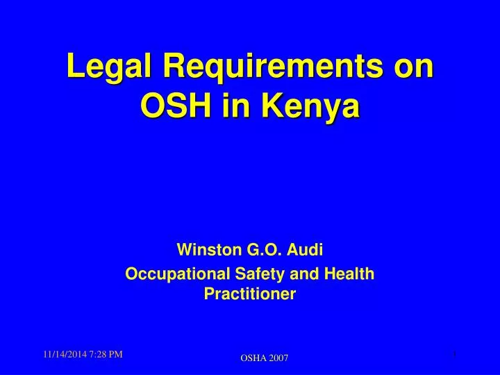 legal requirements on osh in kenya