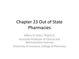 Chapter 23 Out of State Pharmacies
