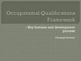 Occupational Qualifications Framework