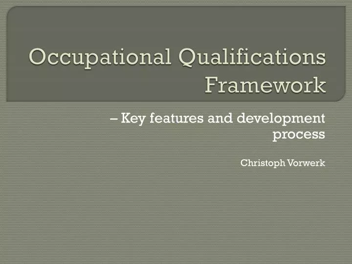 occupational qualifications framework