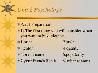 Unit 2 Psychology