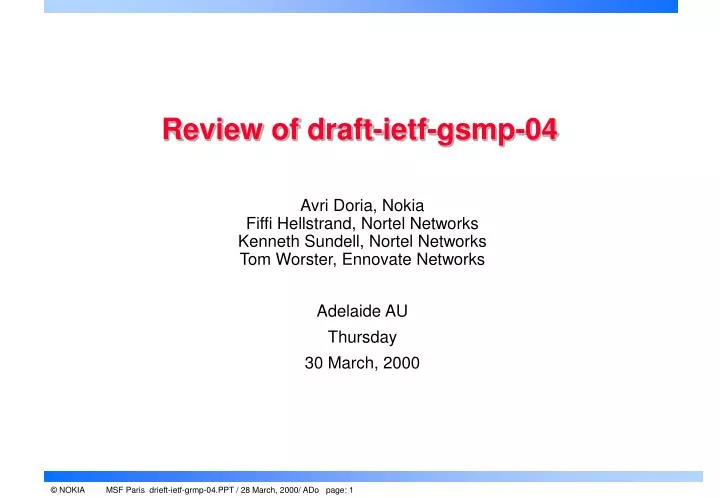 review of draft ietf gsmp 04