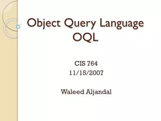 Object Query Language OQL